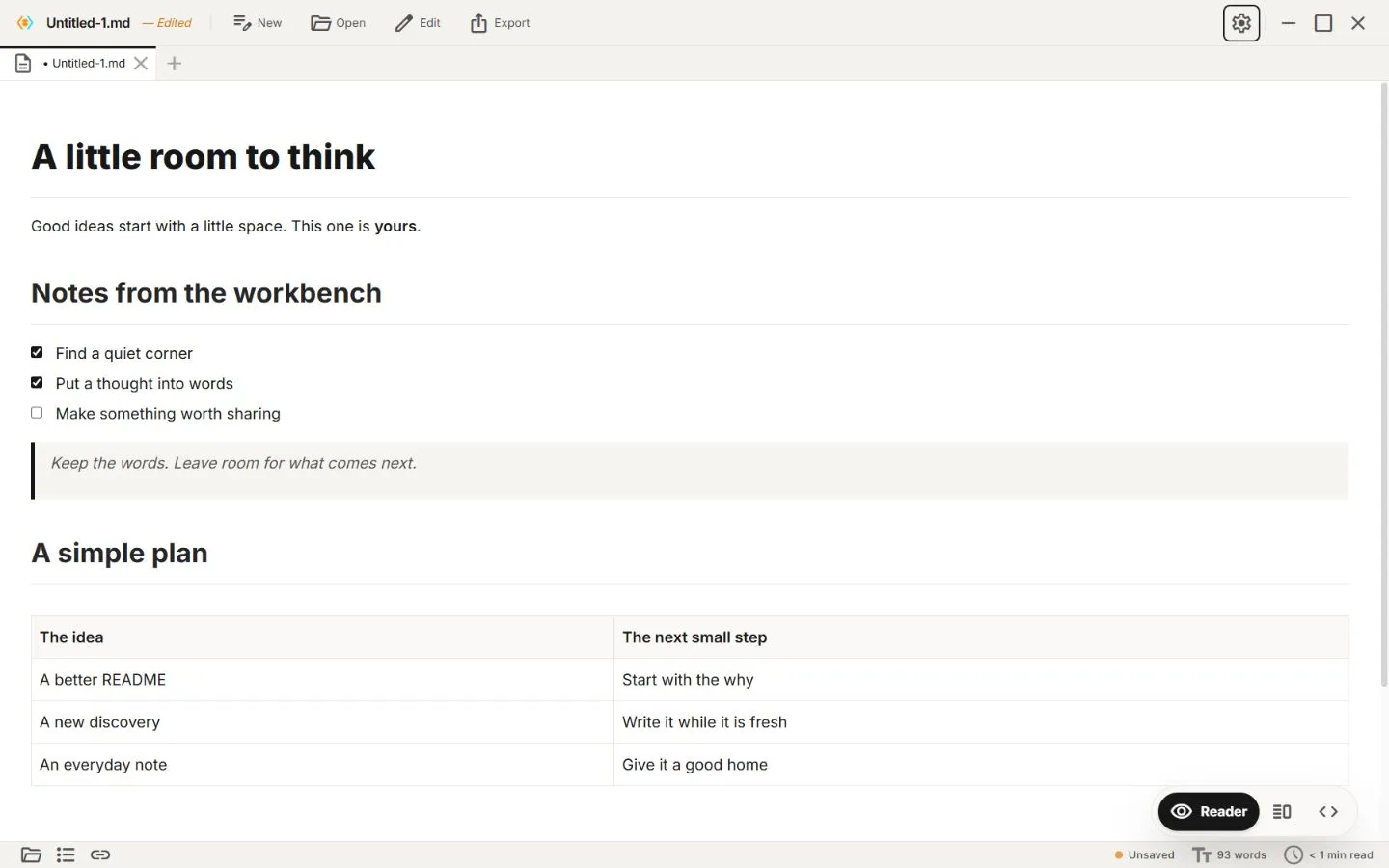 Paperling Reader view in the Light theme