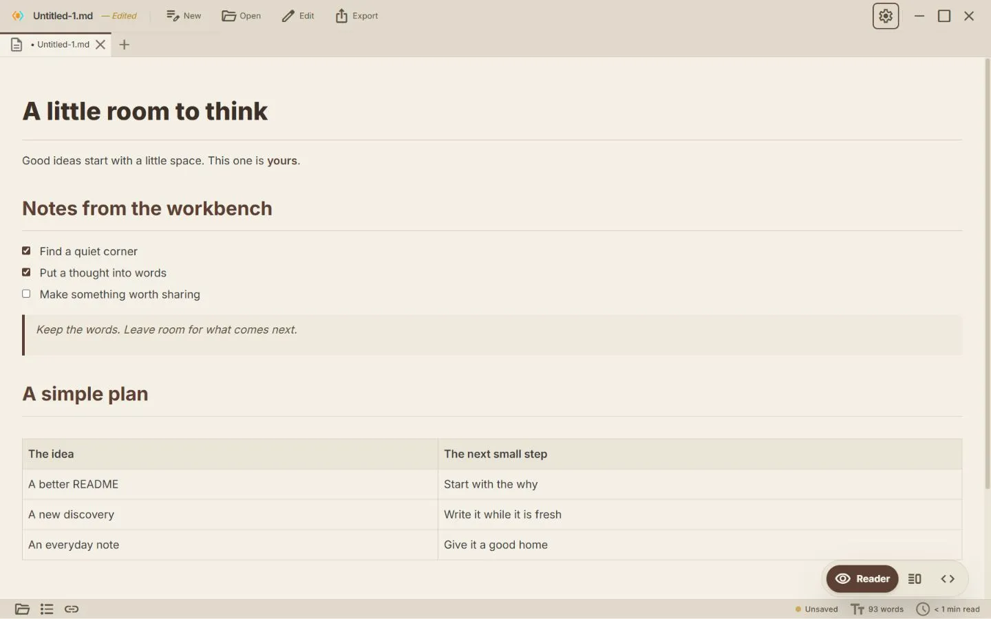 Paperling Reader view in the warm Paper theme