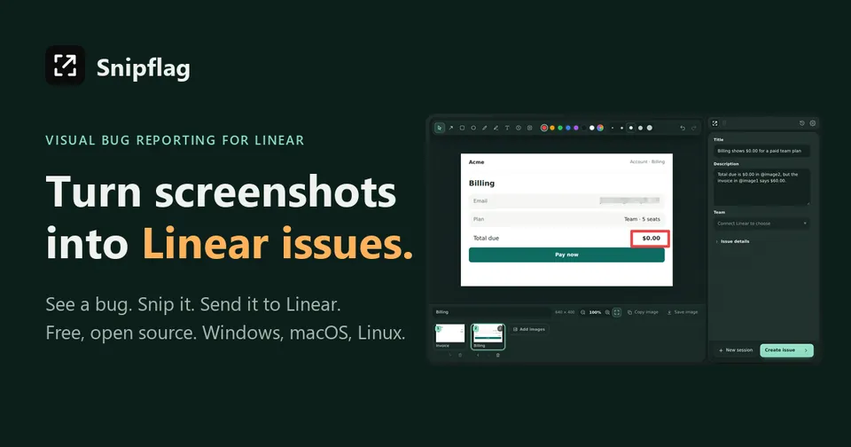 Snipflag: turn screenshots into Linear issues