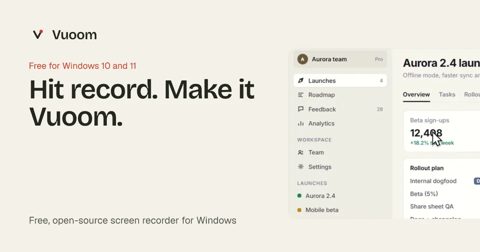 Vuoom screen recorder
