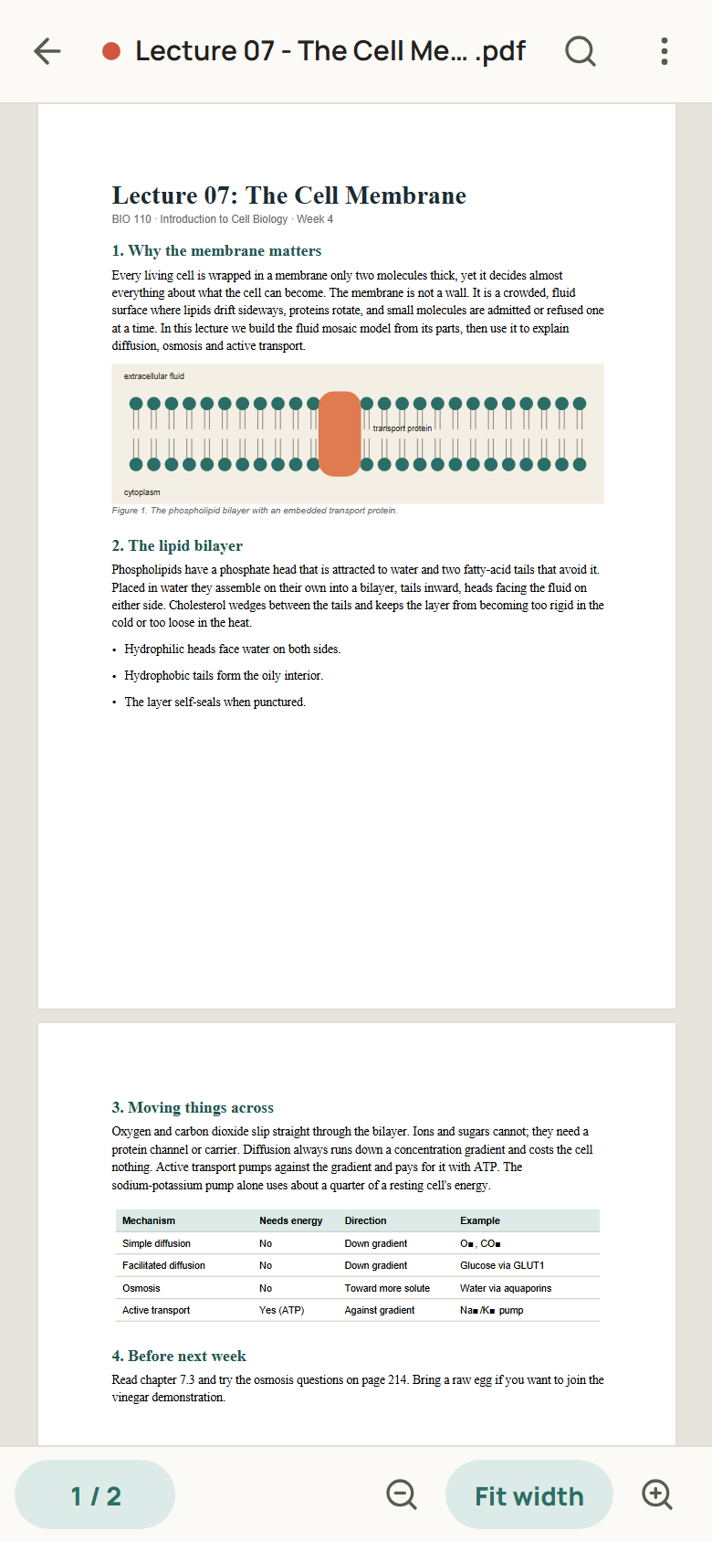 A PDF open in Paperwren's Android reader