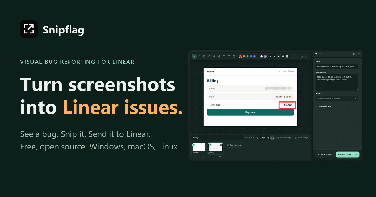 Snipping Tool, but it creates the Linear issue. I built this because my team kept skipping bug repor
